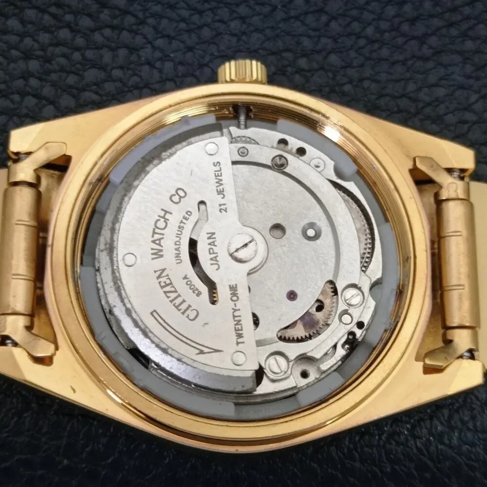 Vintage 1970 Citizen Automatic Mens Gold Watch W/daydate & Black accents
